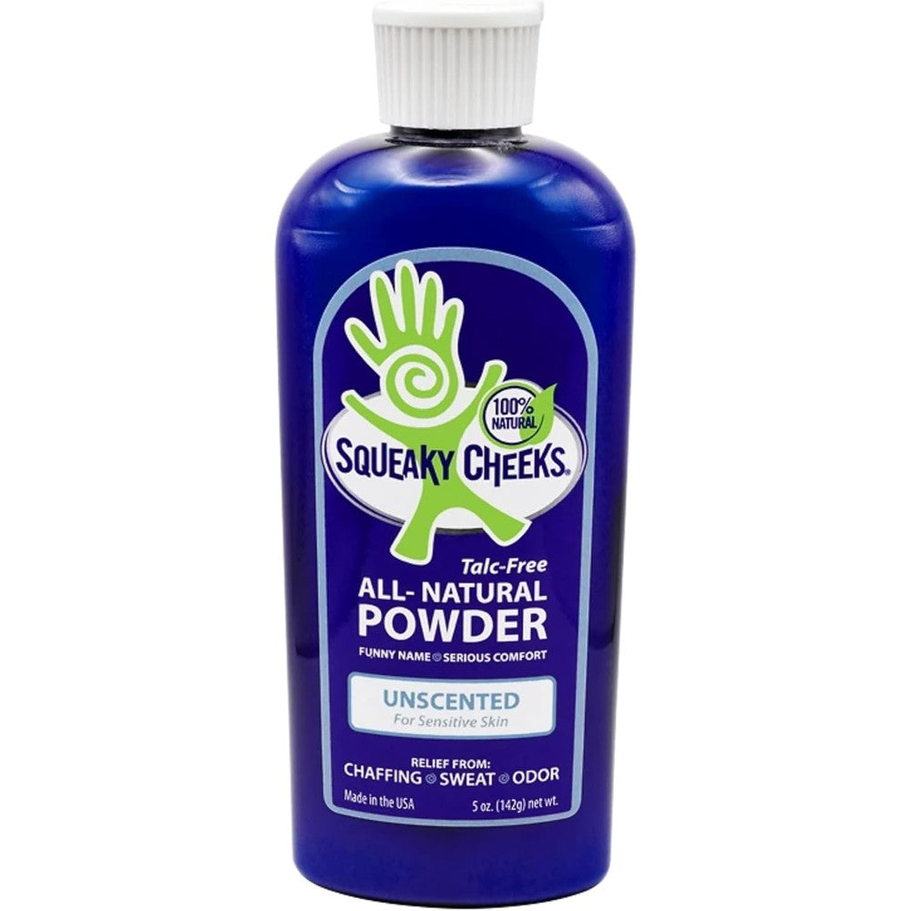 Squeaky Cheeks Organic Talc Free Unscented Dusting Powder front view bottle