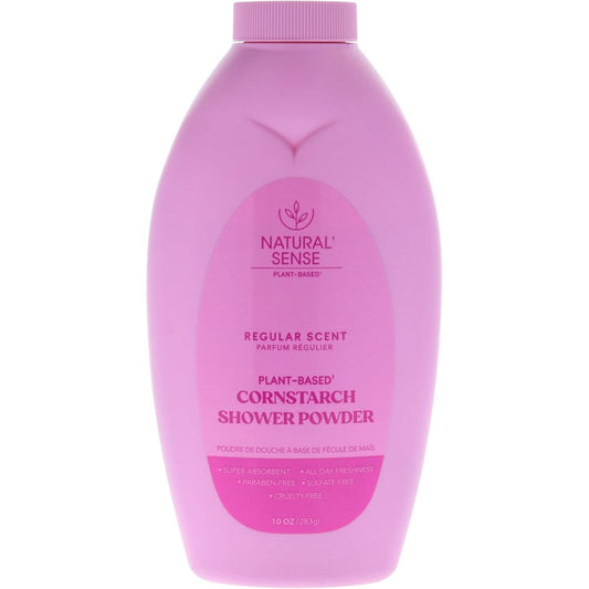 Dr. Natural Natural Sense Plant-Based Cornstarch Shower Powder front view bottle