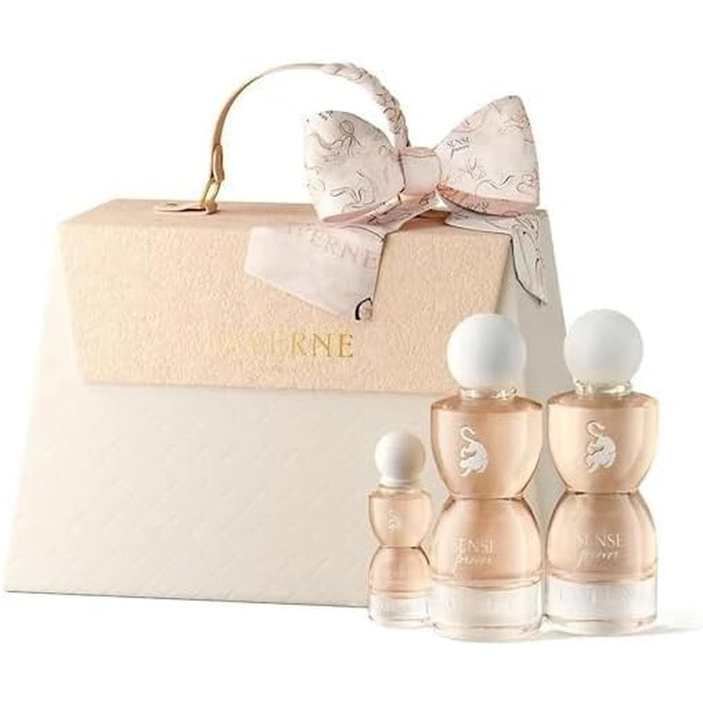 Laverne Sense Forever Collection perfume gift set front view featuring premium bottles and matching luxury bag.