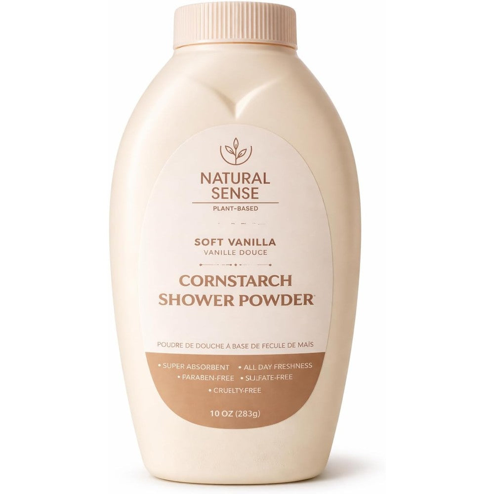 Natural Sense Shower Powder Soft Vanilla 2 pack front view authentic plant-based body powder