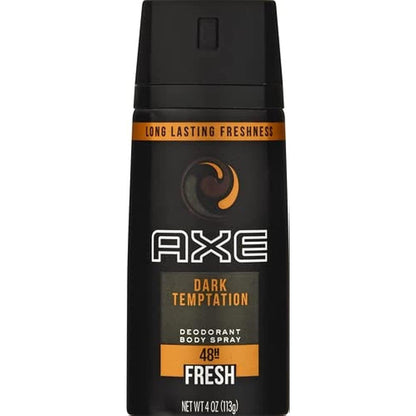 Axe Dark Temptation Deodorant Body Spray front view of six pack
