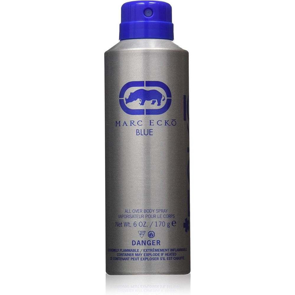 Marc Ecko Blue Body Spray 6 Ounce front view authentic imported fragrance.