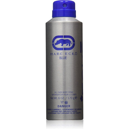 Marc Ecko Blue Body Spray 6 Ounce front view authentic imported fragrance.
