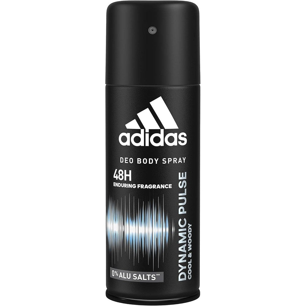 Adidas Dynamic Pulse 24 Hours Fresh Boost Deodorant Body Spray for Men front view authentic imported grooming product.