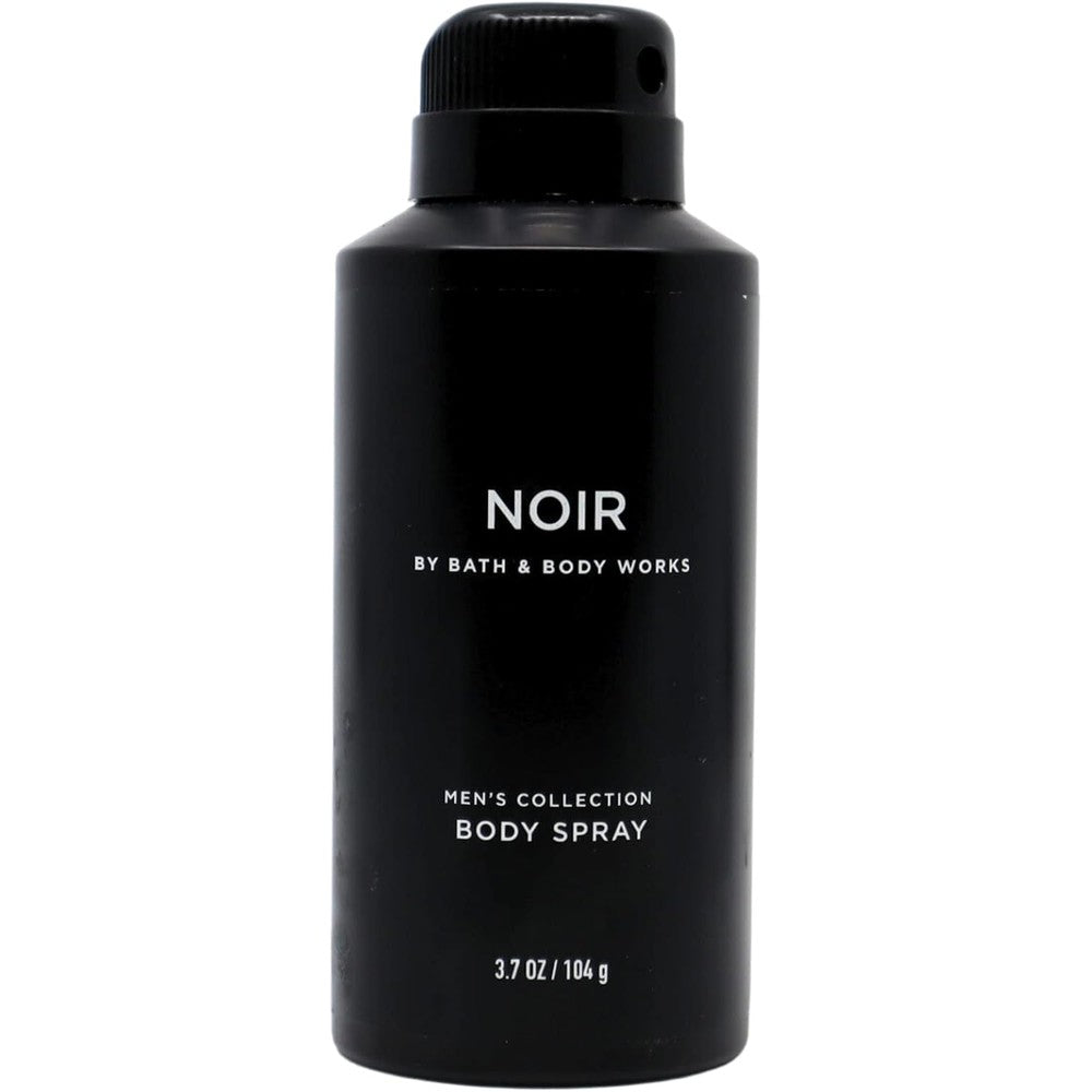 Bath and Body Works Noir Men's Deodorizing Body Spray front view featuring navy blue packaging.