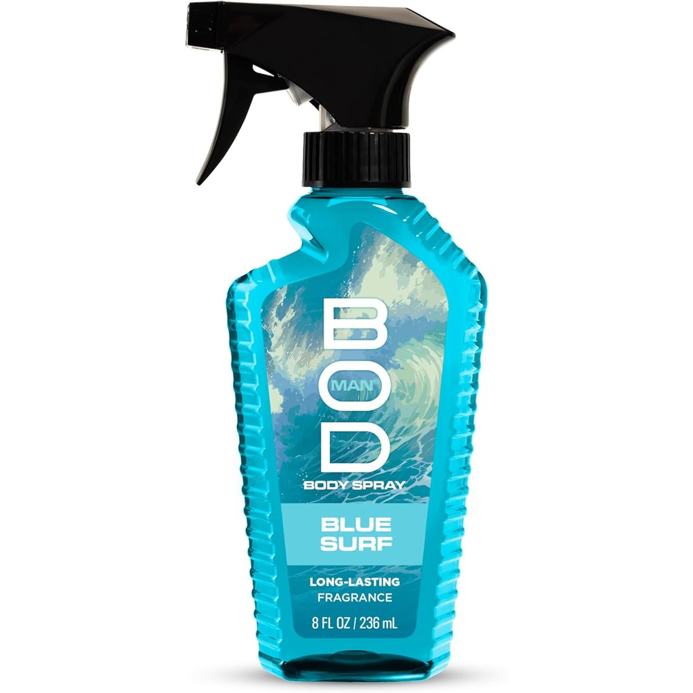 BOD man Fragrance Body Spray Blue Surf front view masculine scent