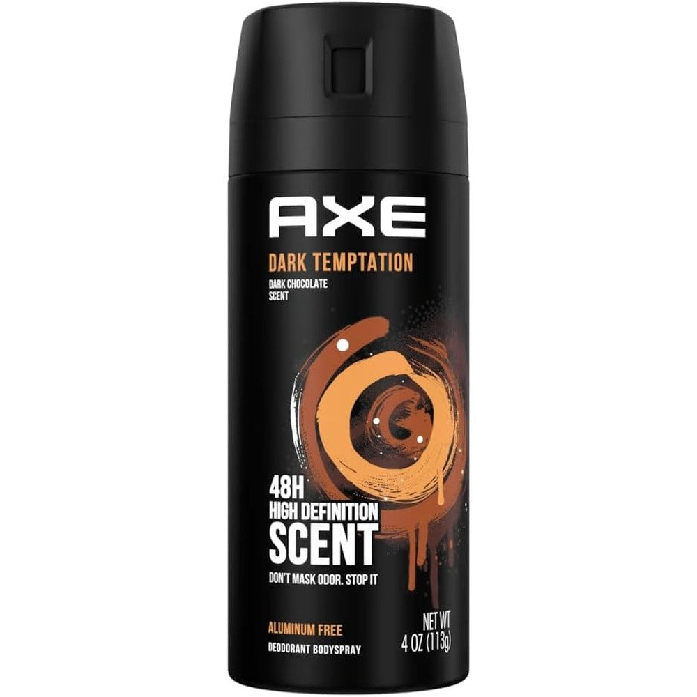 AXE Dark Temptation Deodorant Body Spray front view three pack imported grooming product