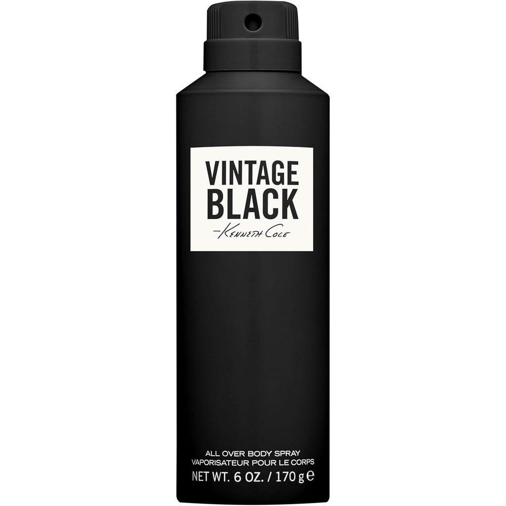 Kenneth Cole Vintage Black Body Spray for Men six fluid ounce canister front view showing authentic premium imported packaging