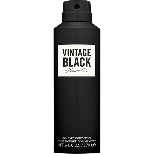 Kenneth Cole Vintage Black Body Spray for Men six fluid ounce canister front view showing authentic premium imported packaging