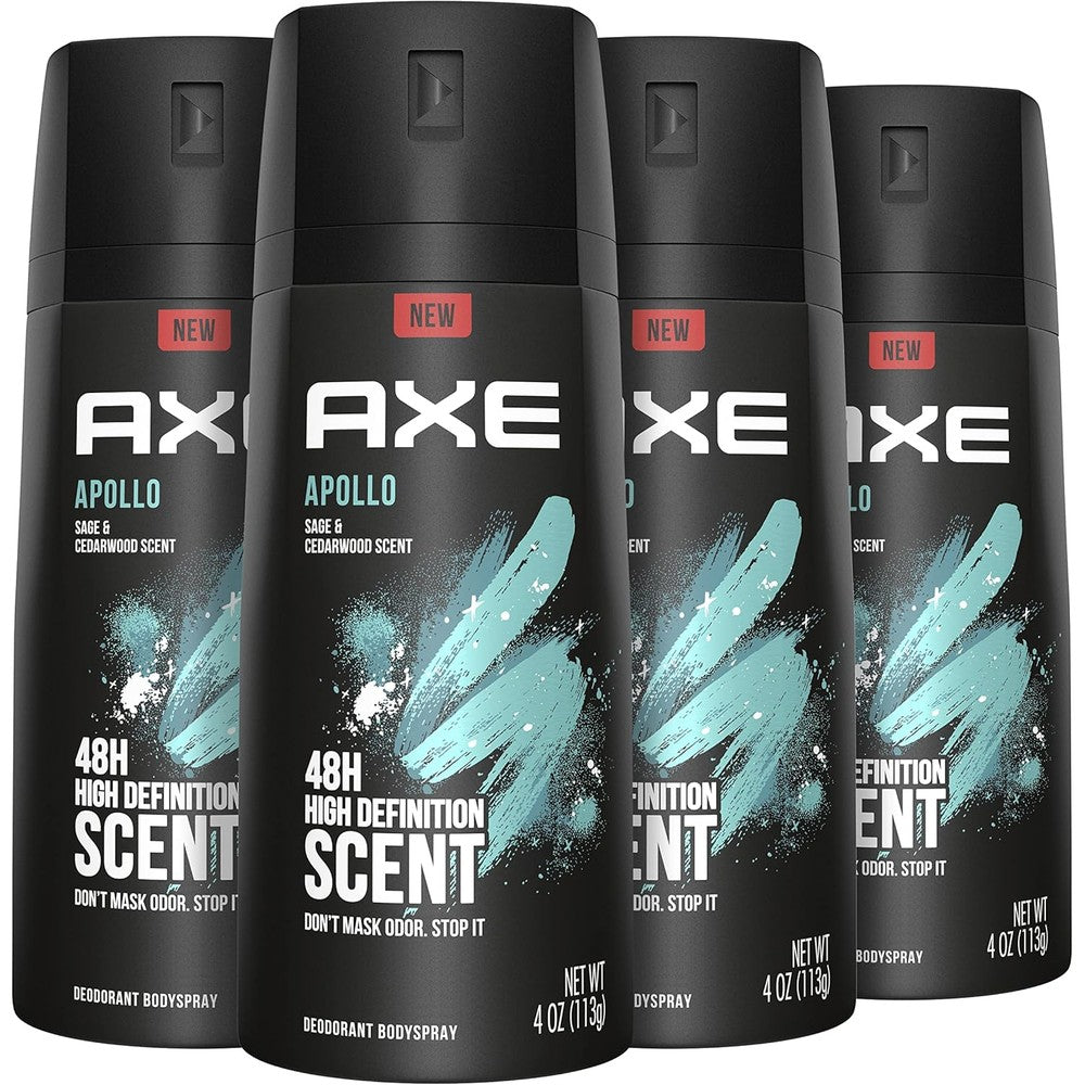 AXE Apollo body spray deodorant pack of four front view