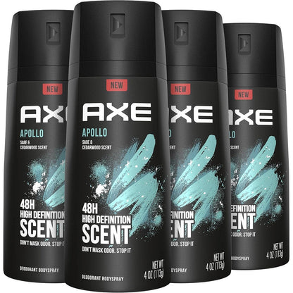 AXE Apollo body spray deodorant pack of four front view