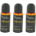 FQQF Parfums De Coeur Mascolino Body Spray Three Pack front view premium men's imported fragrance canister.