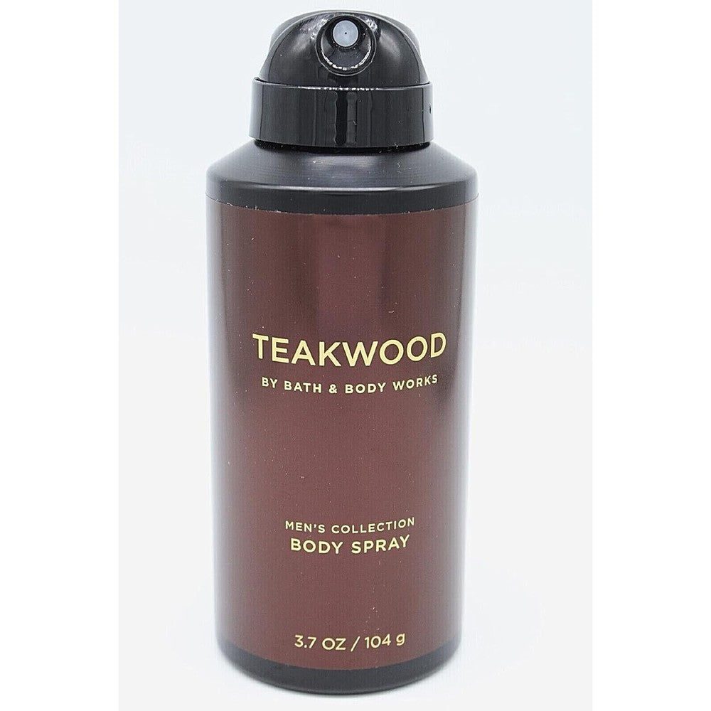 Bath and Body Works Men's Collection Deodorizing Body Spray Teakwood front view showing product packaging.