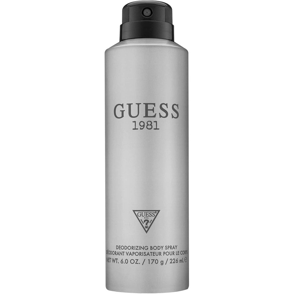 Guess 1981 Men Deodorizing Body Spray front view silver aerosol container