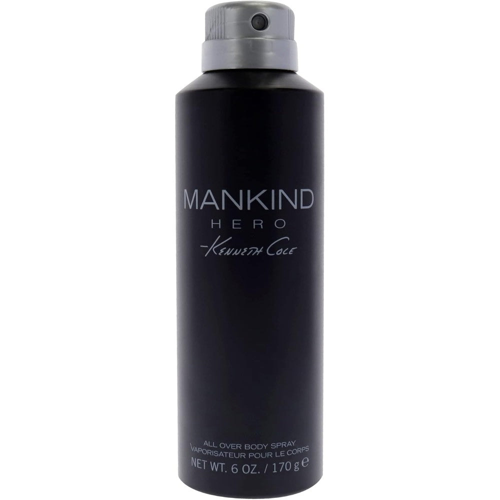 Kenneth Cole Mankind Hero body spray for men front view black can