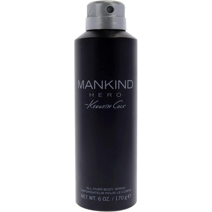 Kenneth Cole Mankind Hero body spray for men front view black can