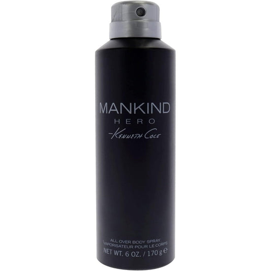 Kenneth Cole Mankind Hero body spray for men front view black can