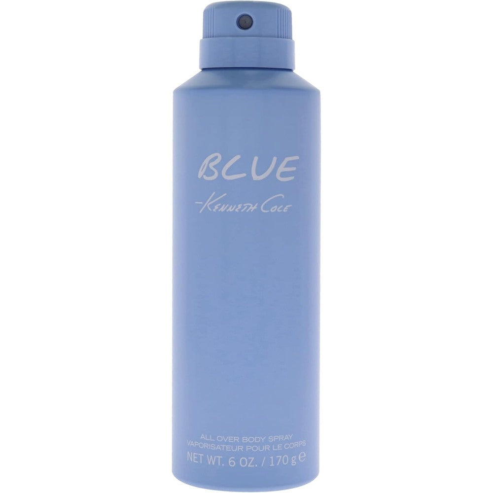 Kenneth Cole Blue All Over Body Spray for Men 6 Fluid Ounce front view bottle showing blue design packaging
