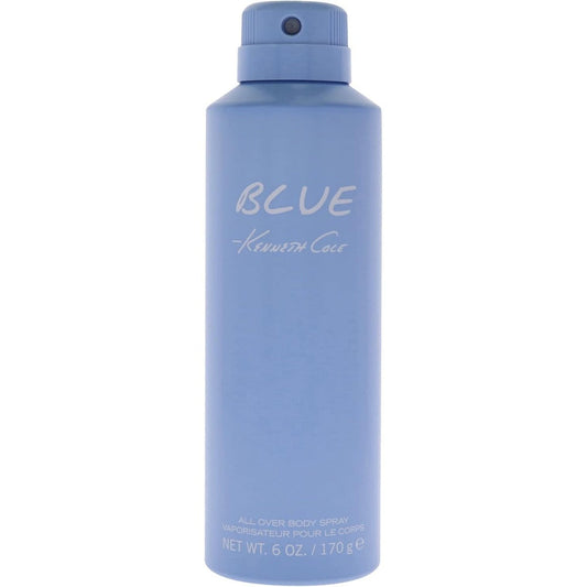 Kenneth Cole Blue All Over Body Spray for Men 6 Fluid Ounce front view bottle showing blue design packaging