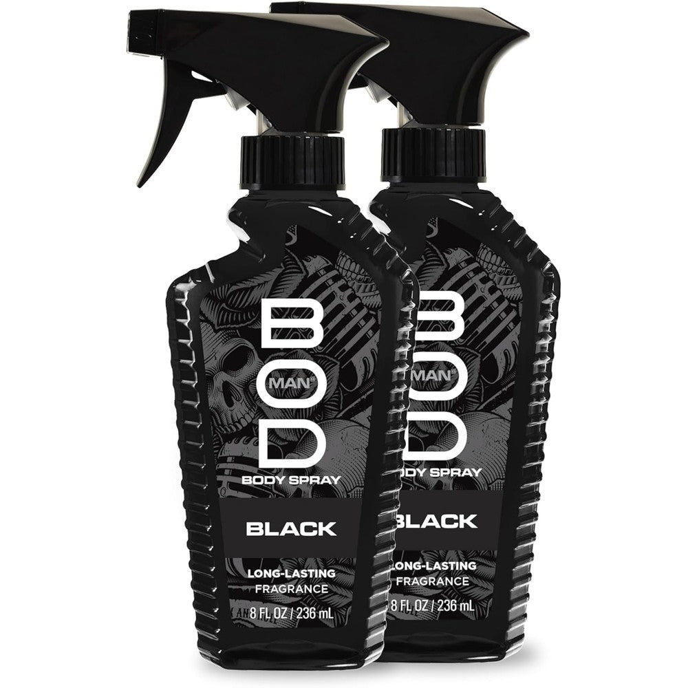 BOD Man Black Fragrance Body Spray front view of two pack set