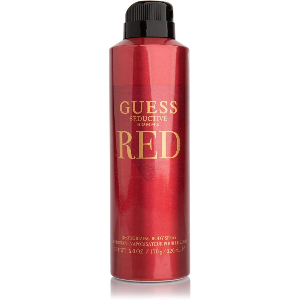 GUESS Seductive Red for Men Deodorizing Body Spray front view of the red aerosol bottle
