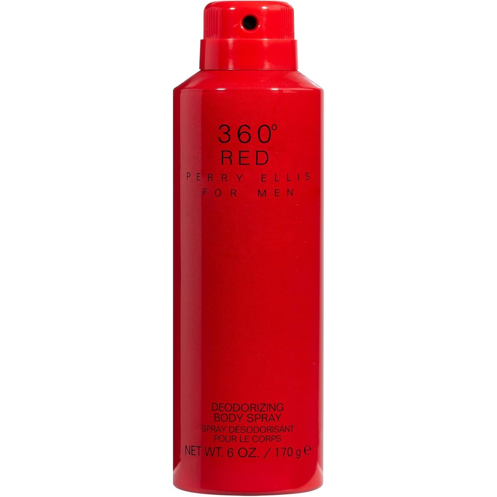 Perry Ellis 360 Degree Red Deodorizing Body Spray for Men front view bottle
