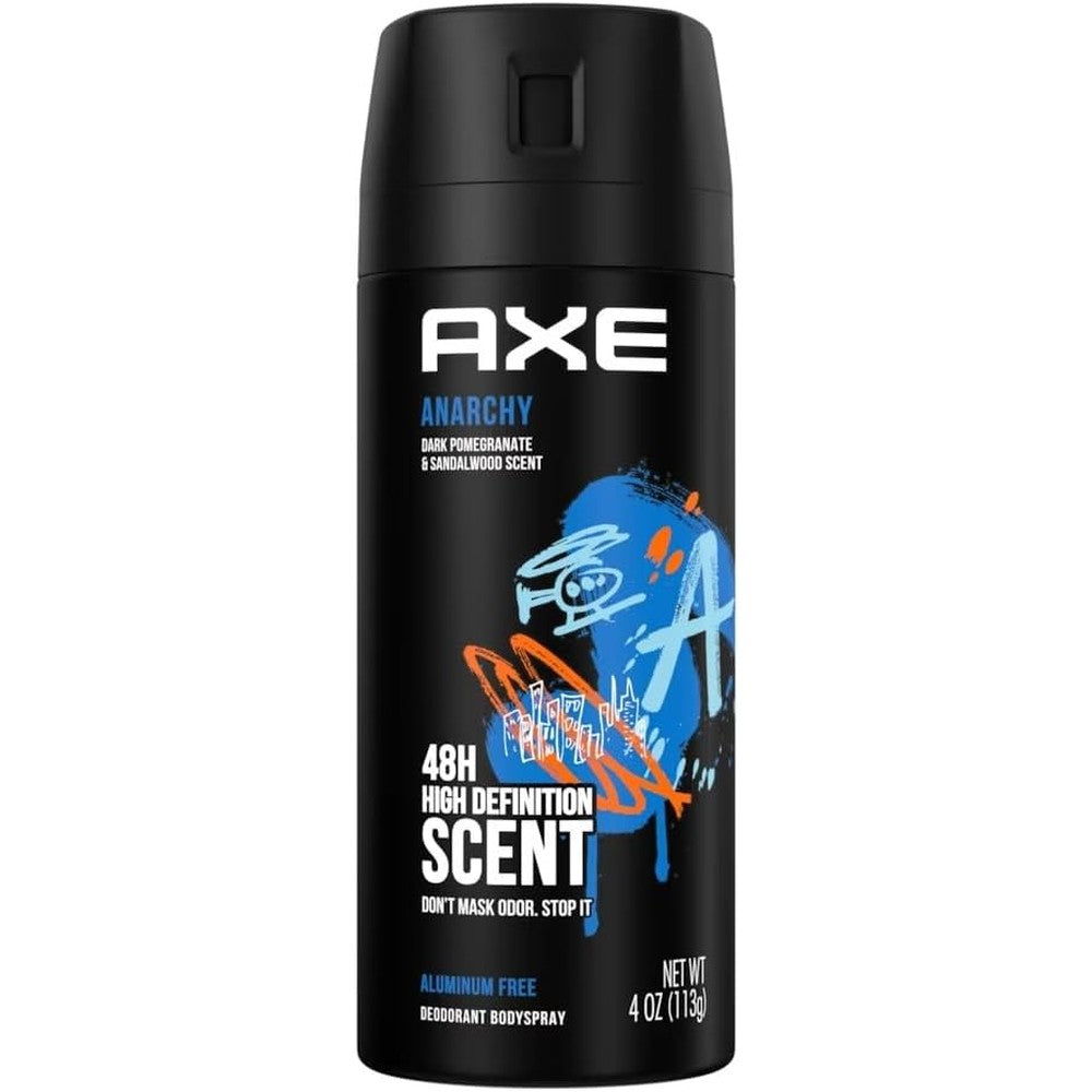 Unilever Axe Anarchy For Him Deodorant Body Spray 4 Ounce front view pack of 2 authentic USA import