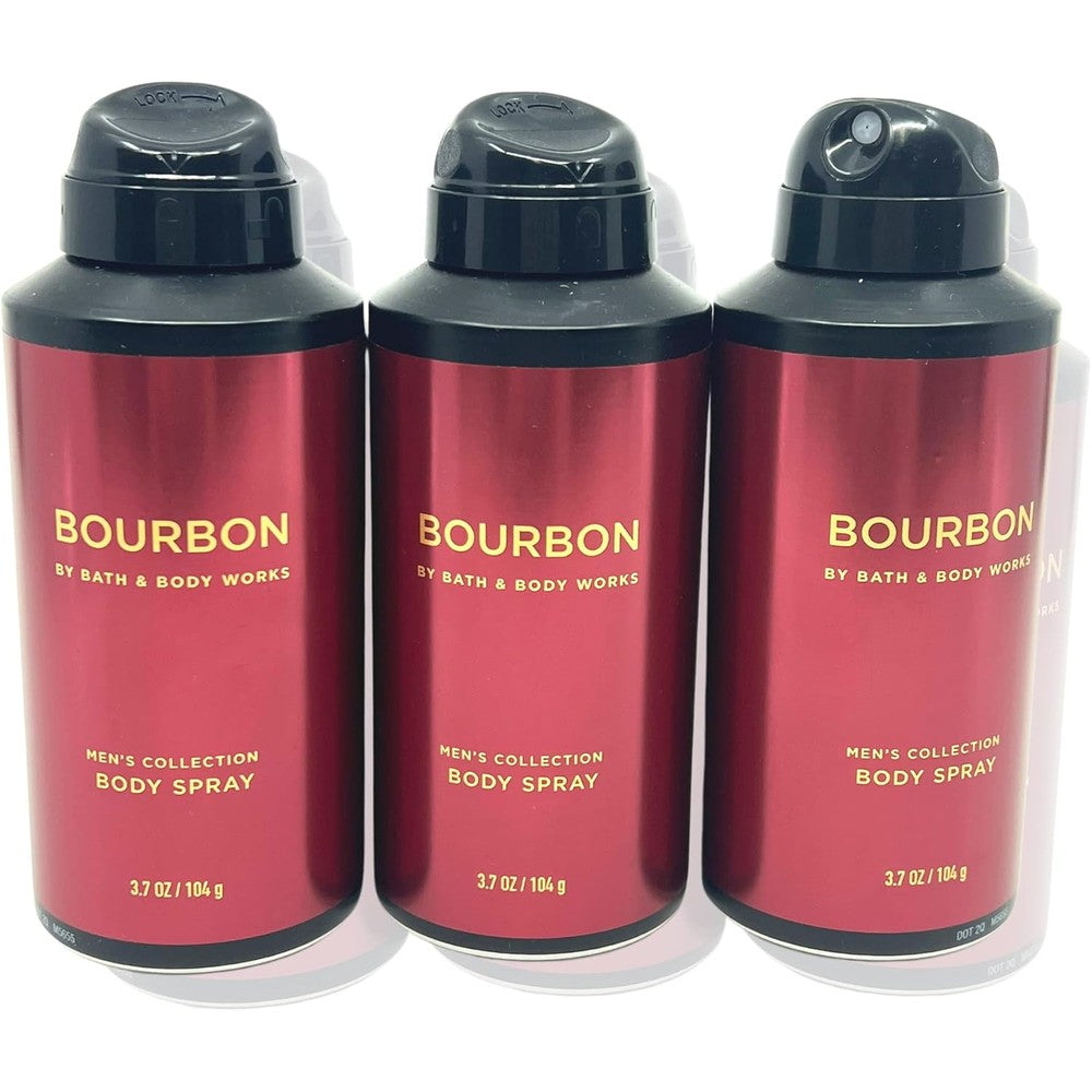Bath and Body Works Bourbon Mens Body Spray front view of the premium three pack.