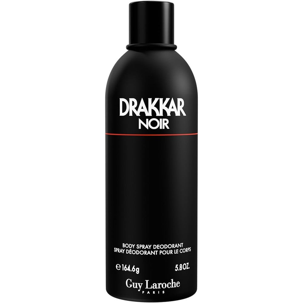 Guy Laroche Drakkar Noir Deodorant Body Spray front view iconic black canister design