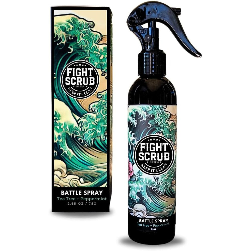 Fight Scrub Battle Spray front view bottle for athlete hygiene