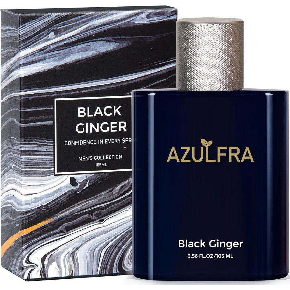Azulfra Black Ginger body spray for men front view blue bottle with silver cap