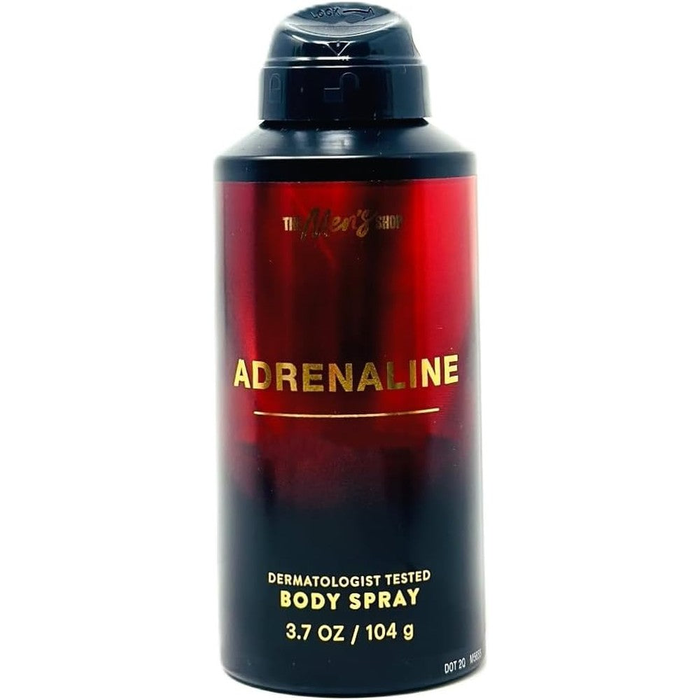 Bath and Body Works Adrenaline Men's Collection Deodorizing Body Spray front view authentic imported fragrance canister