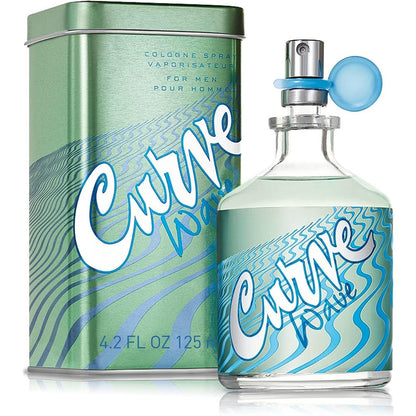 Liz Claiborne Curve Wave Men Cologne Fragrance Spray front view bottle with retail metal canister packaging