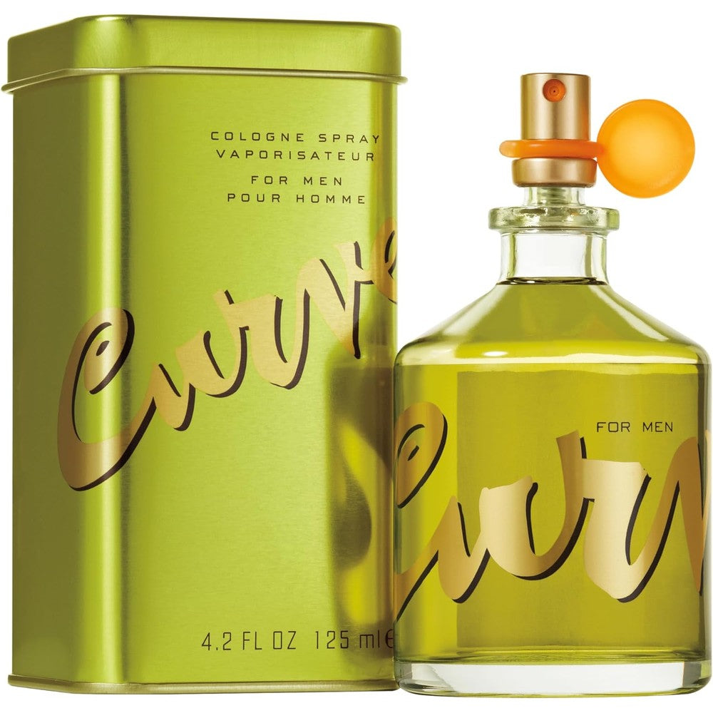 Liz Claiborne Curve for Men cologne spray front view inside premium green metallic tin packaging