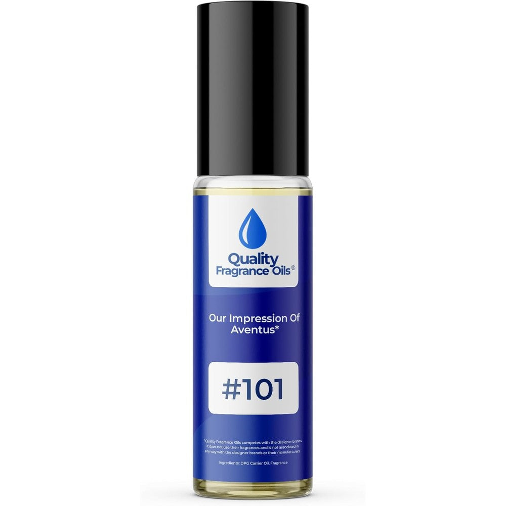 Quality Fragrance Oils Aventus for Men Impression #101 roll-on bottle front view