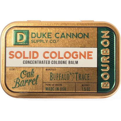 Duke Cannon Solid Cologne Bourbon front view tin