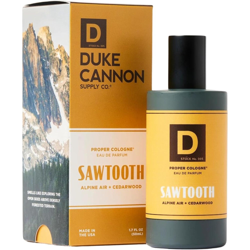 Duke Cannon Proper Cologne Sawtooth front view bottle