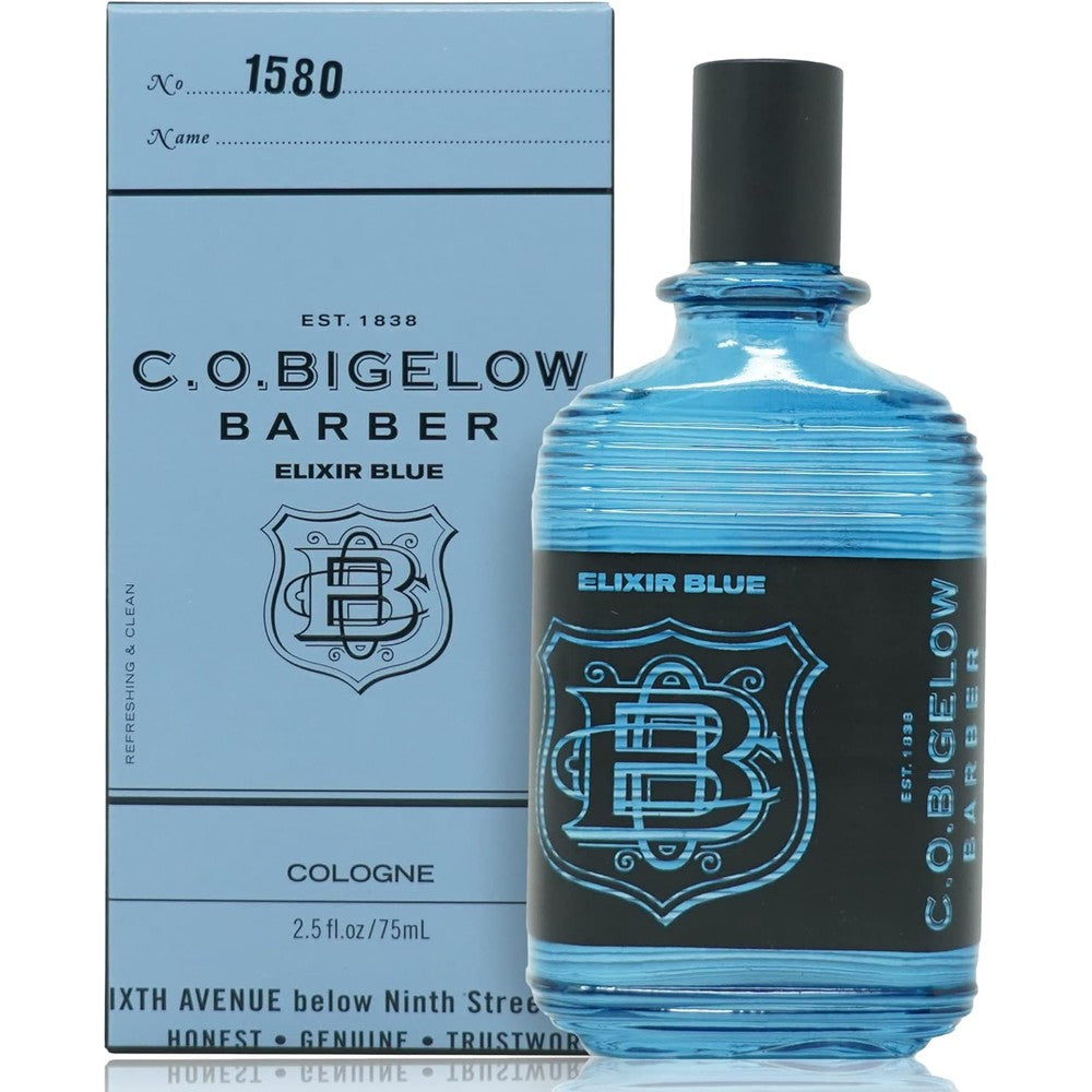 C.O. Bigelow Elixir Blue cologne bottle front view