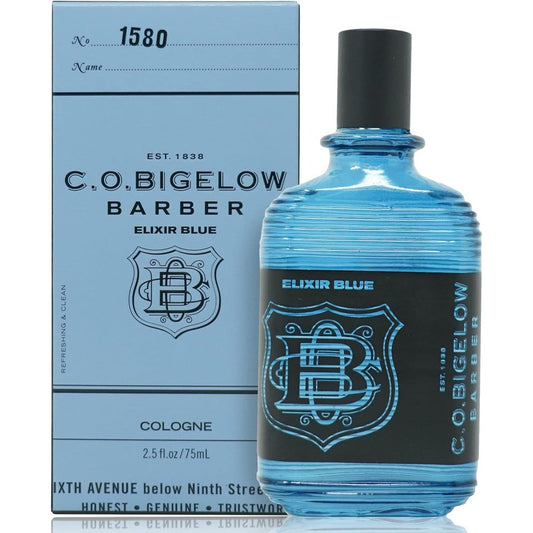 C.O. Bigelow Elixir Blue cologne bottle front view