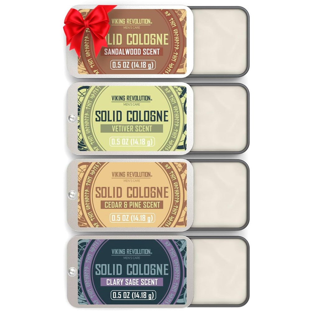 Viking Revolution 4 Pack Mens Solid Cologne travel tins front view