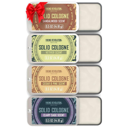 Viking Revolution 4 Pack Mens Solid Cologne travel tins front view