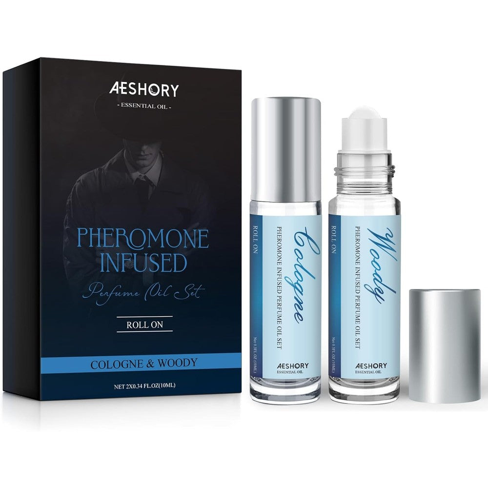 Aeshory Pheromone Perfume for Men two-piece roll-on set front view