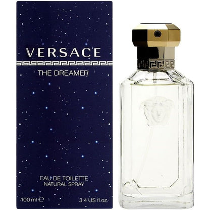 Versace The Dreamer for Men Eau de Toilette 100ml front view showing clear bottle with iconic design.