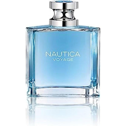 Nautica Voyage Eau De Toilette for men front view clear glass bottle with silver cap