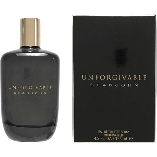 Sean John Unforgivable For Men Eau De Toilette Spray 4.2 Ounces front view premium designer cologne bottle