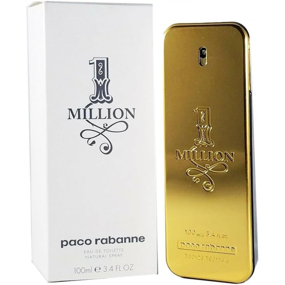 Paco Rabanne 1 Million Eau de Toilette Tester for men front view with authentic white packaging box