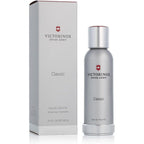 Swiss Army Classic Eau De Toilette Spray for Men 100ml front view showing metallic canister packaging.