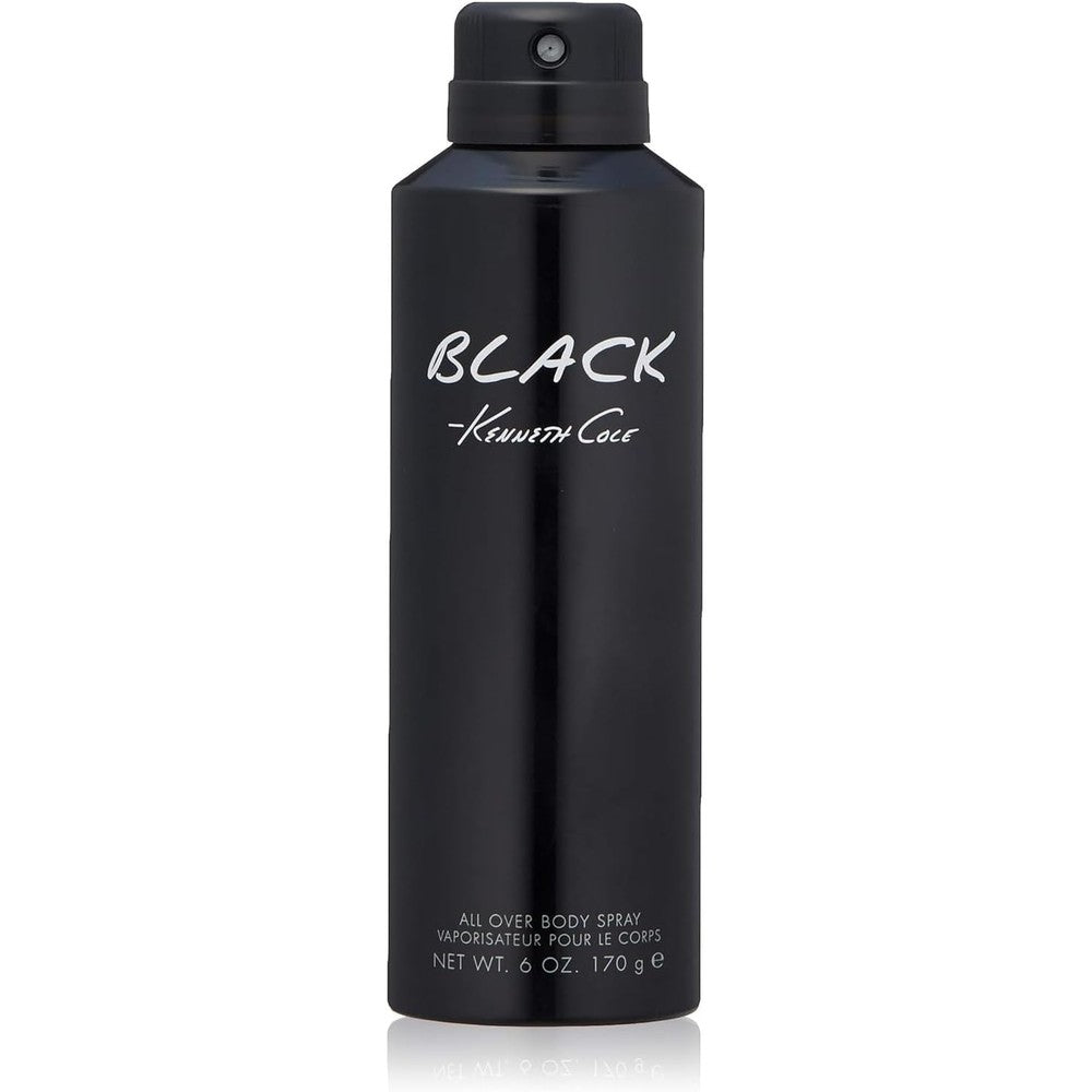 Kenneth Cole Black All Over Body Spray for Men front view premium aromatic fragrance canister