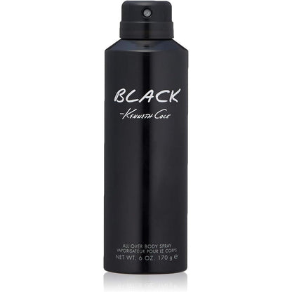 Kenneth Cole Black All Over Body Spray for Men front view premium aromatic fragrance canister