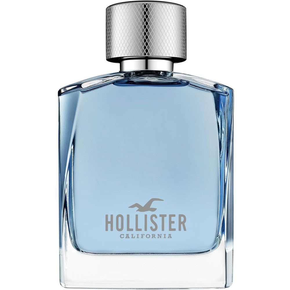 Hollister Wave For Him Eau De Toilette front view bottle of blue-tinted men's fragrance